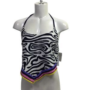 Trina Turk Womens Tankini  Swim Top Zebra Print Multi Size S NWT